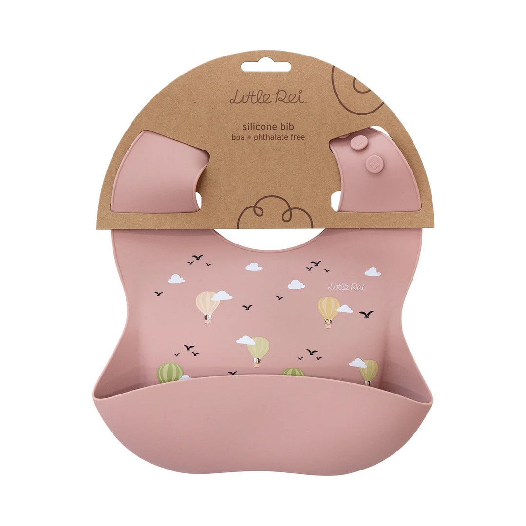 Little Rei Bib - Hot Air Balloons - Pink