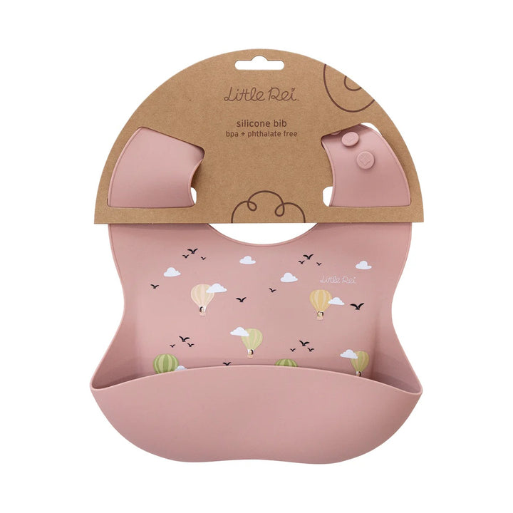 Little Rei Bib - Hot Air Balloons - Pink