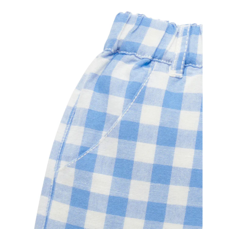 Purebaby Organic Gingham Shorts Ocean