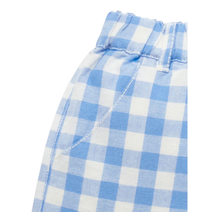 Purebaby Organic Gingham Shorts Ocean