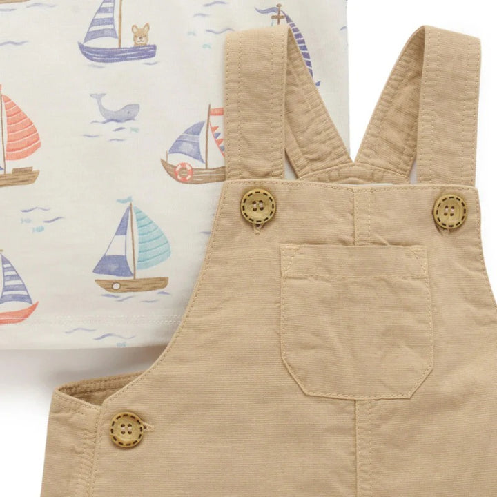 Purebaby Overall Set Driftwood - Linen Blend Organic
