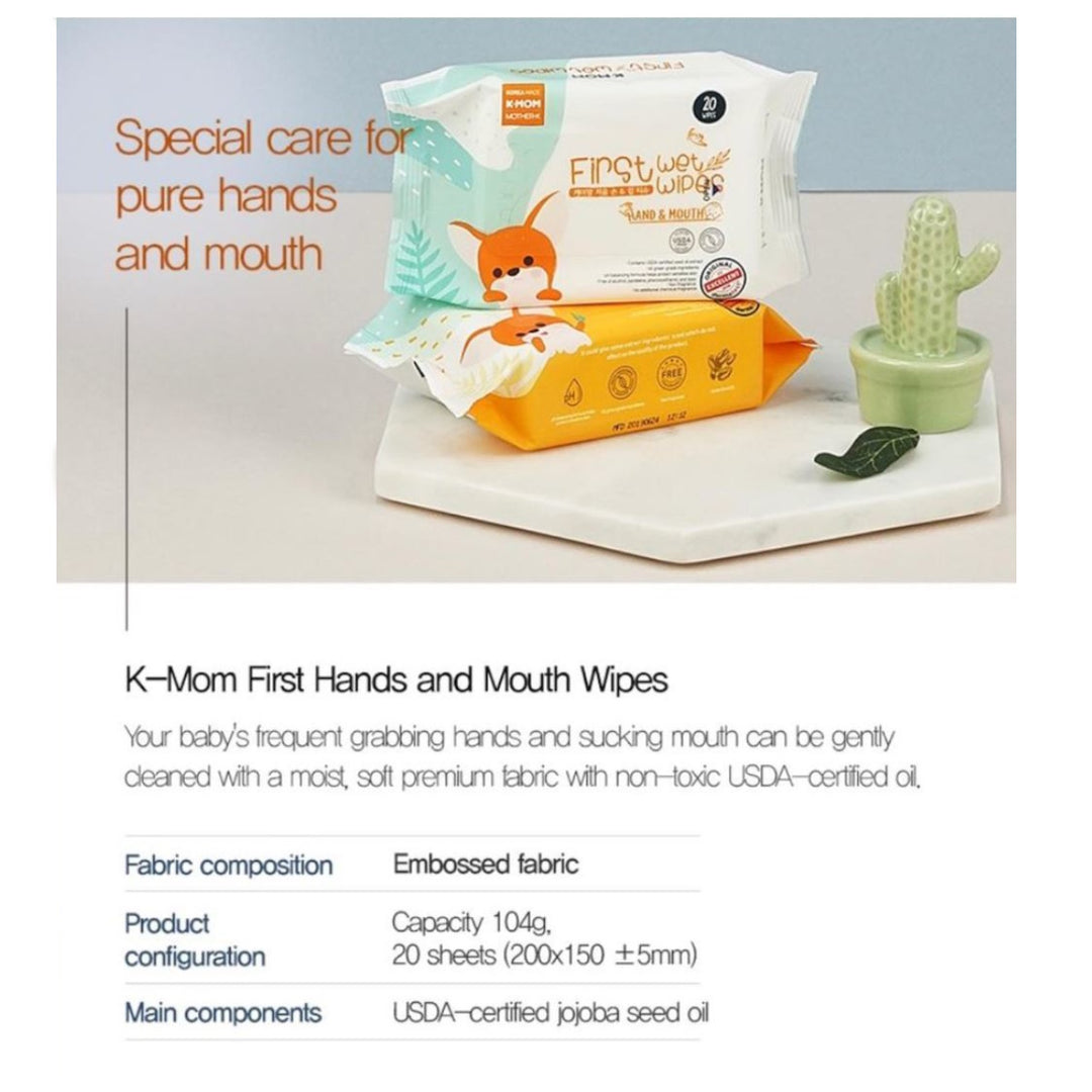 K-Mom First Hand & Mouth Baby Wipes-20Pcs