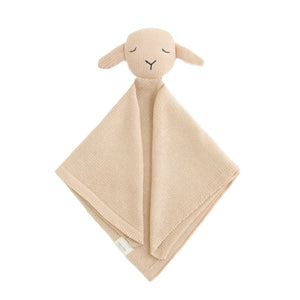 Hand-knitted organic cotton lamb toy blanket