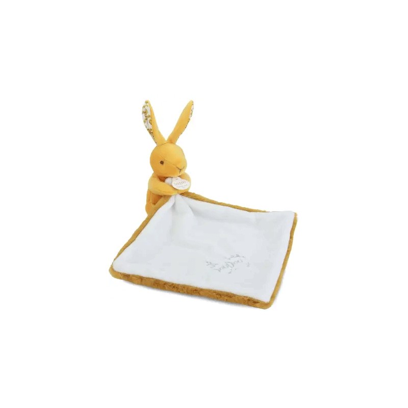 Doudou et Compagnie mustard-yellow rabbit handkerchief comforter, 10 cm