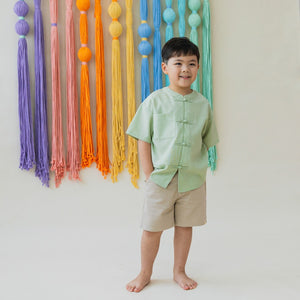 Heritage Series - Boys Mandarin Shirt in Jade