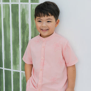 Heritage Series - Boys Shirt in Pink Lilies