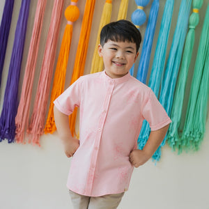 Heritage Series - Boys Shirt in Pink Lilies
