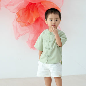 Heritage Series - Boys Mandarin Shirt in Jade