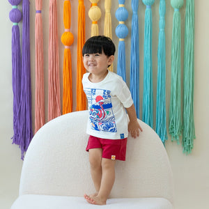 Lion Dance Series - Kids Comic Print Tee in White