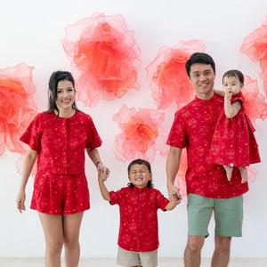 Lion Dance Series - Ladies Shorts in Red Festive Lion Print