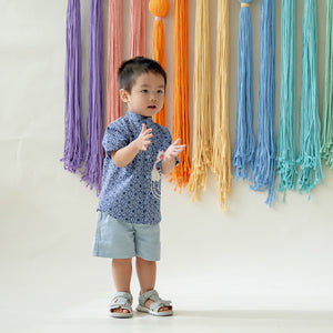 Oriental Series - Boys Shirt in Navy Origami Koi Print