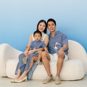 Oriental Series - Boys Shirt in Navy Origami Koi Print