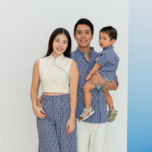 Oriental Series - Boys Shirt in Navy Origami Koi Print