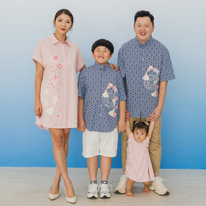 Oriental Series - Men's Shirt in Navy Origami Koi Print (Relaxed Fit)