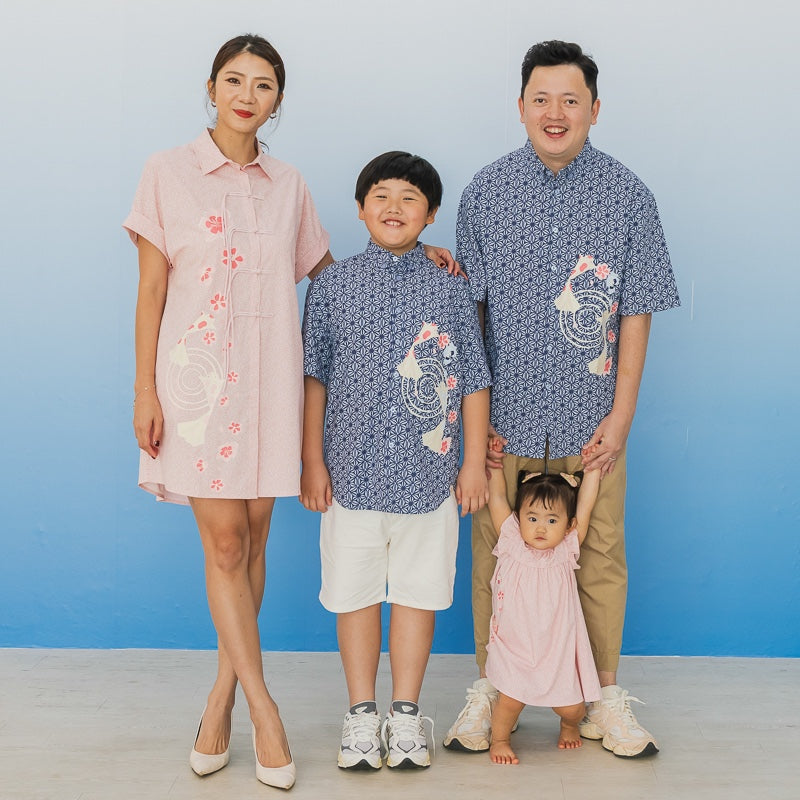Oriental Series - Men's Shirt in Navy Origami Koi Print (Relaxed Fit)