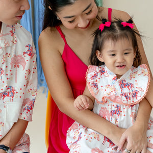 Zodiac Series - Baby Girl Jersey Dress in Red Carnival Horse Print