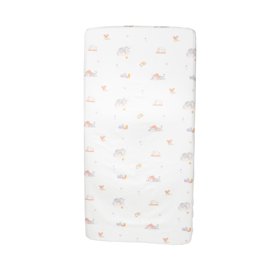 Granny Ben Micro Tencel fitted cot sheet in the Chaotam's Nap Time print