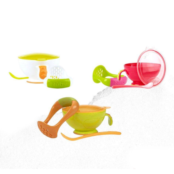 Nuby Garden Fresh - Mash N Feed Bowl with Lid Spoon & Food Masher (4m+)