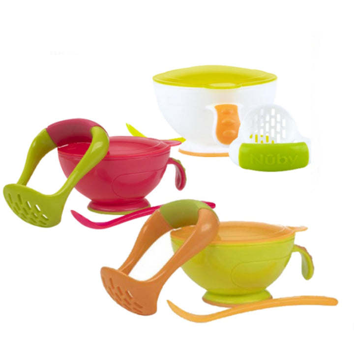 Nuby Garden Fresh - Mash N Feed Bowl with Lid Spoon & Food Masher (4m+)