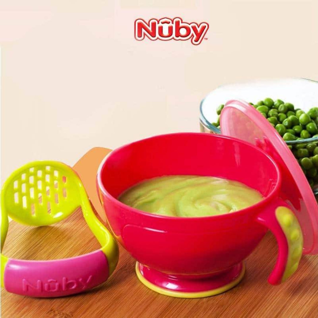 Nuby Garden Fresh - Mash N Feed Bowl with Lid Spoon & Food Masher (4m+)
