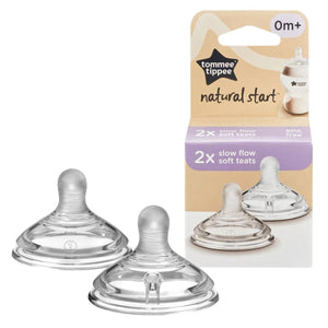 Tommee Tippee Natural Start 2x slow flow soft teats, 0m+, retail pack