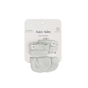 Kays+Kins Sky Grey SecureGrip baby mitts