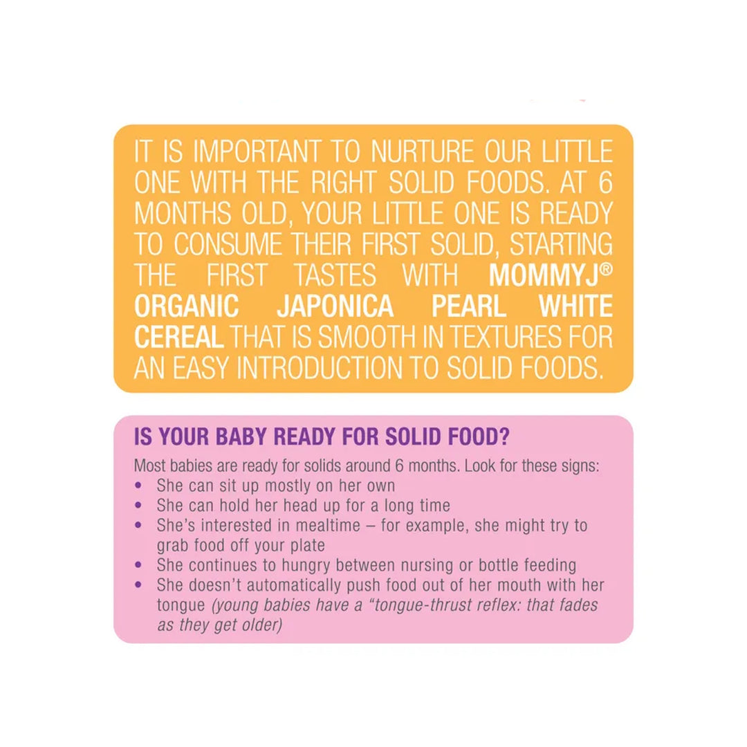 Mommy J Baby Organic Japonica Rice Cereal (New Iron Fortified Formula)