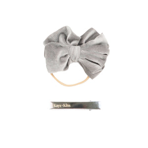 Kays+Kins Moonlit velvet hair bow detail
