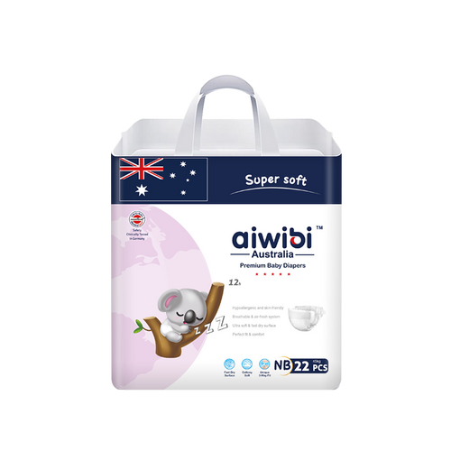 Aiwibi Australia Premium Natural Newborn Diapers, NB 22 pieces pack