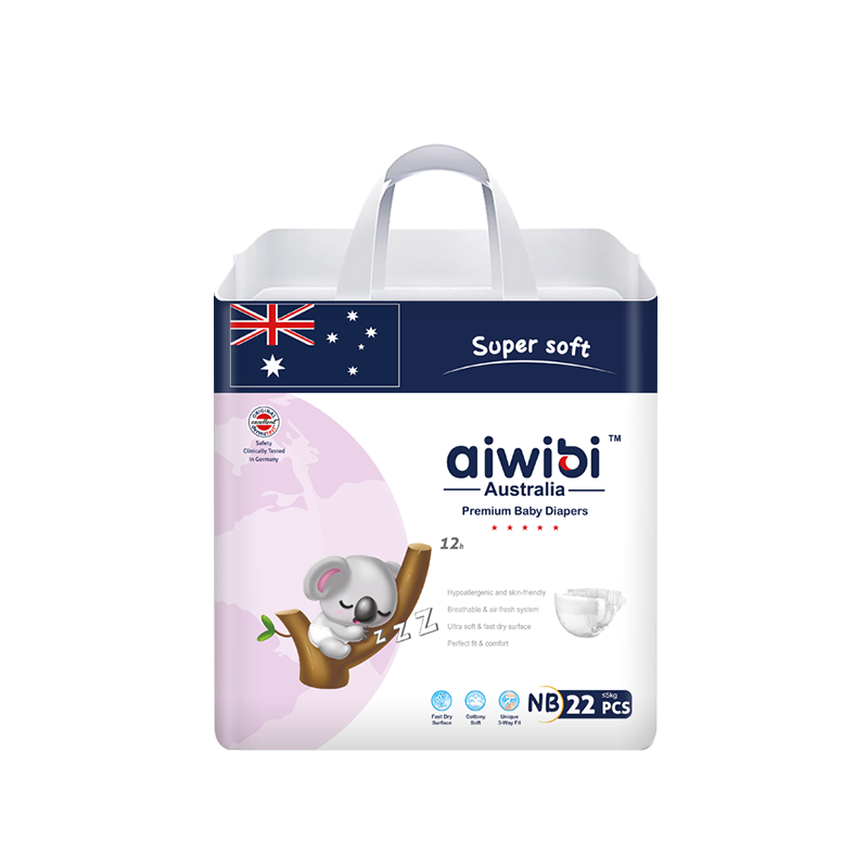 Aiwibi Australia Premium Natural Newborn Diapers, NB 22 pieces pack