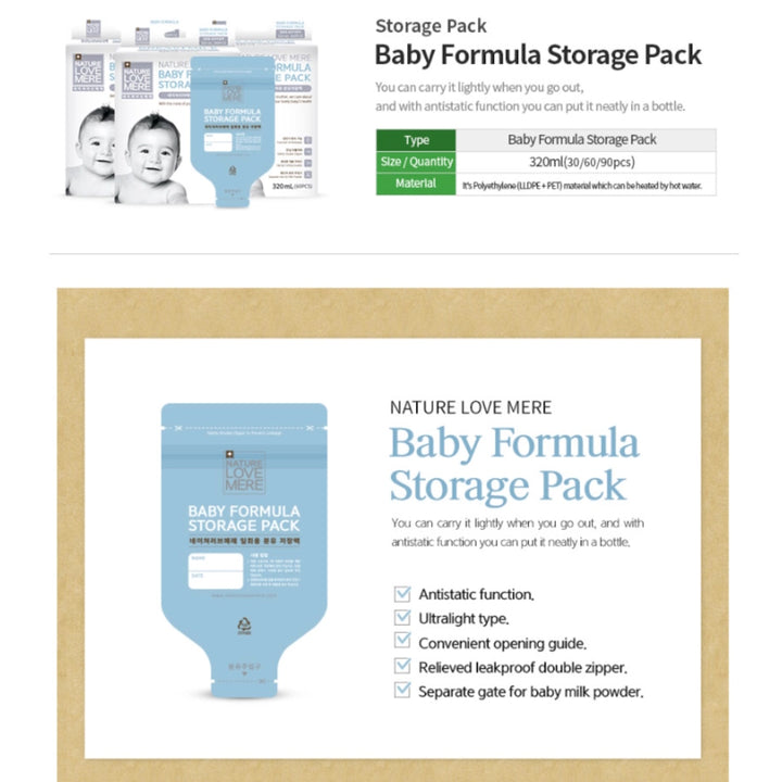 Nature Love Mere Baby Formula Storage Pack 320ml 30pcs