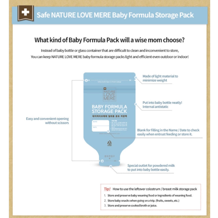 Nature Love Mere Baby Formula Storage Pack 320ml 30pcs