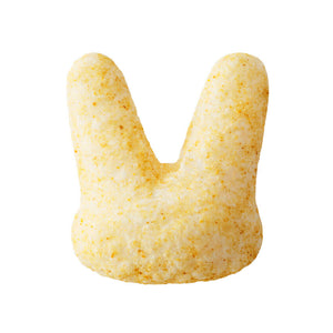 Single Nobi Nobi banana, pumpkin and carrot rice puff close up