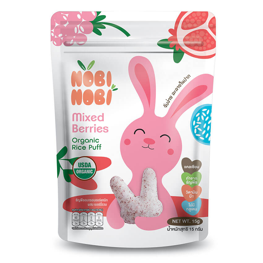 Nobi Nobi Organic Jasmine Rice Puffs Mixed Berries 15g