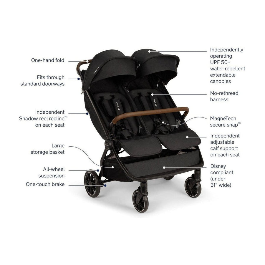 Nuna TRVL Dubl Caviar Twin Stroller