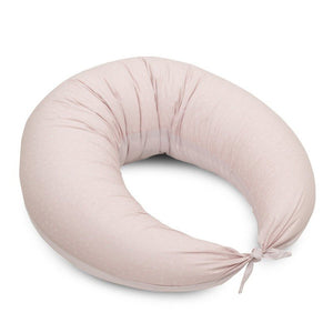 Cambrass Nursing Pillow Moon 80x185x16cm Fresco Pink - three-quarter view with fabric tie