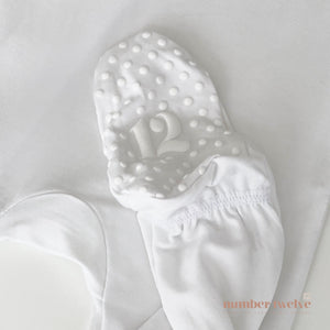 Number Twelve Bamboo Footies Snow, cuff detail