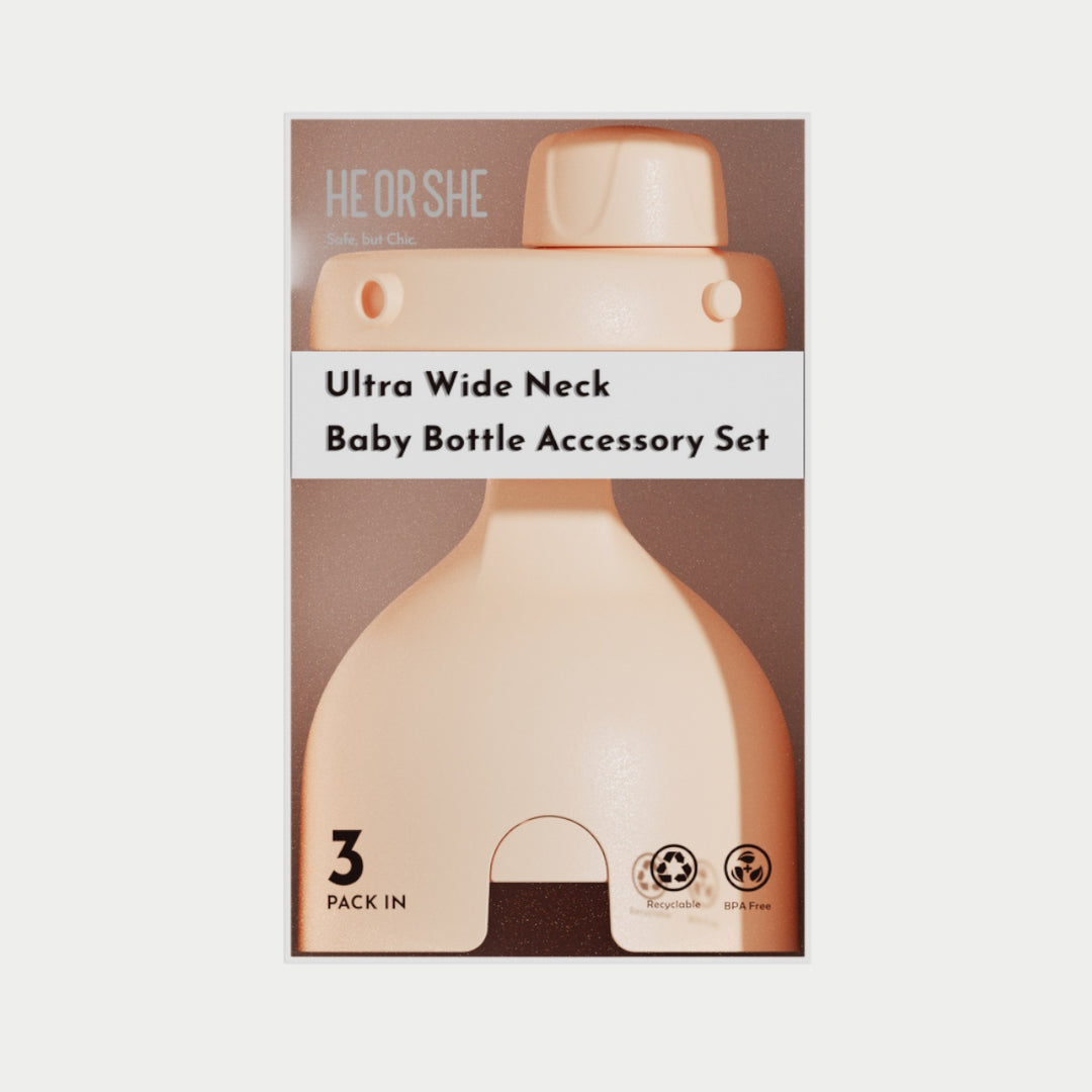 HE OR SHE Milk Bottle Cap + Collar + Storage Cap - Orange