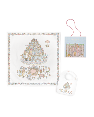 Atelier Choux Le Gâteau Carré & Satin Bib set with Monceau Mansion Gift Box