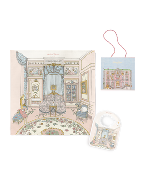 Atelier Choux French Bedroom Carré & Satin Bib set with Monceau Mansion Gift Box