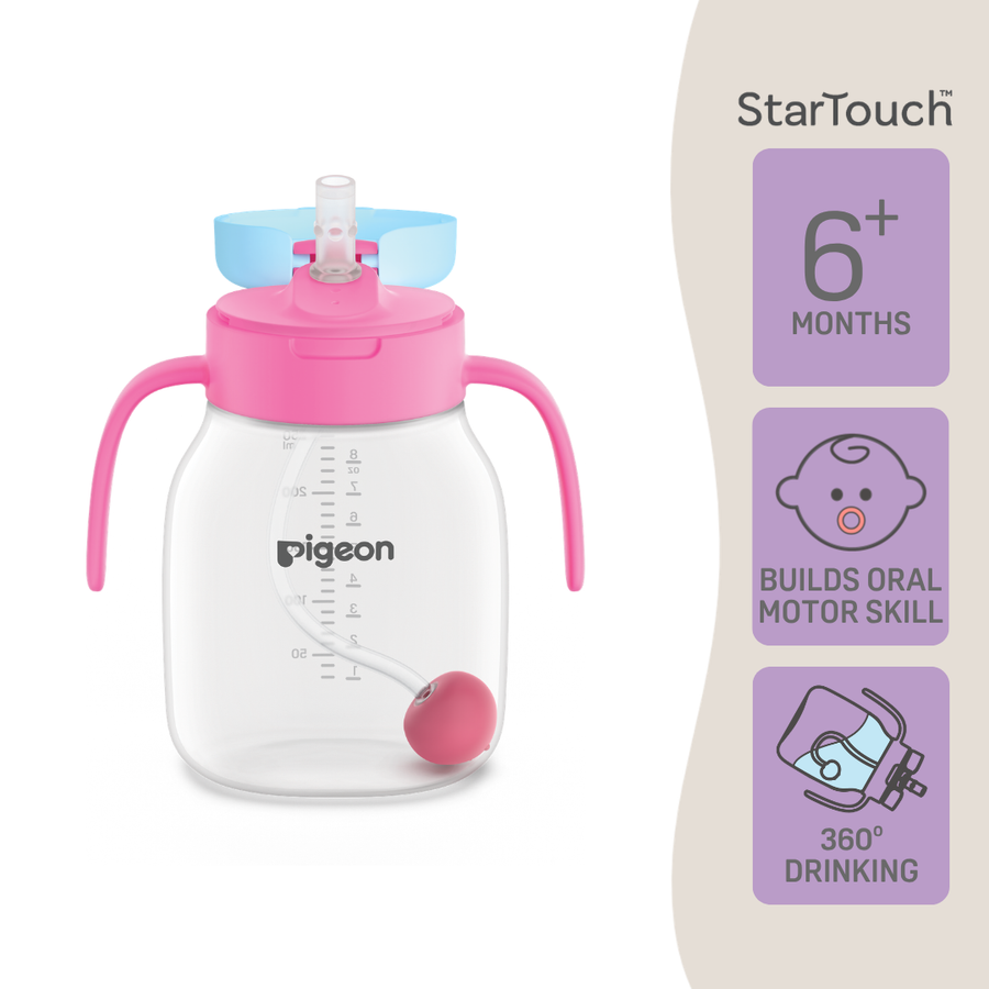 Pigeon StarTouch Straw Cup with Gravity Ball Bubblegum Pop 250ml