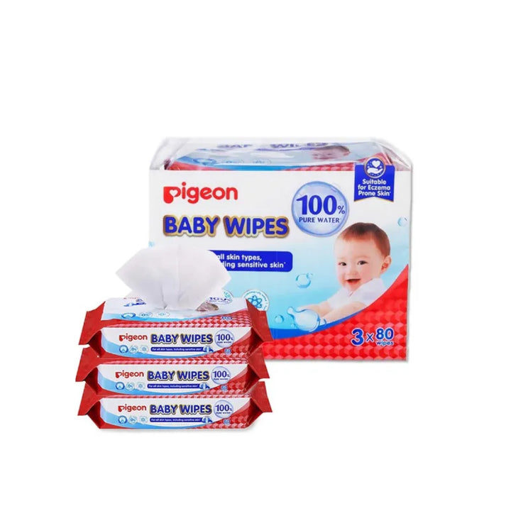 Pigeon Baby Wipes Water Base 80's (3 In 1)
