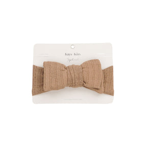 Kays+Kins Pointelle Topknot headband in Chestnut