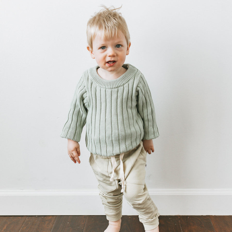 Kays+Kins Knit Pullover in Sage