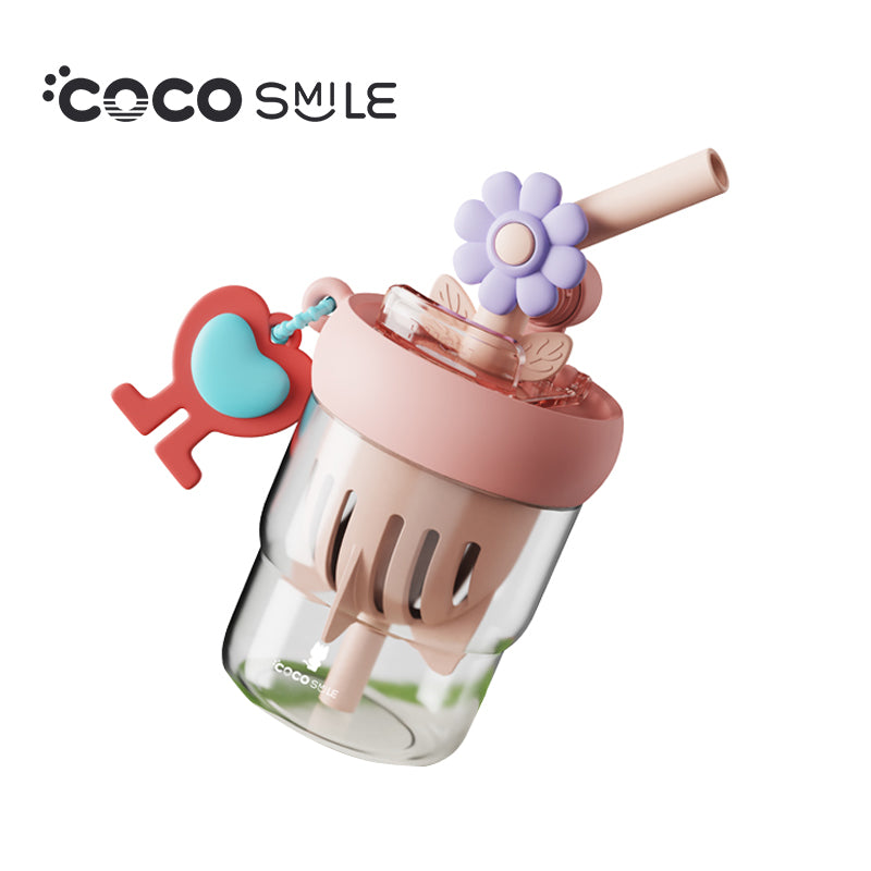 COCO SMILE Flower Rotating Portable Cup 550ml in Pink