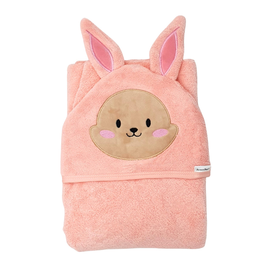 Akarana Baby coral fleece hooded towel, Bunny Pink