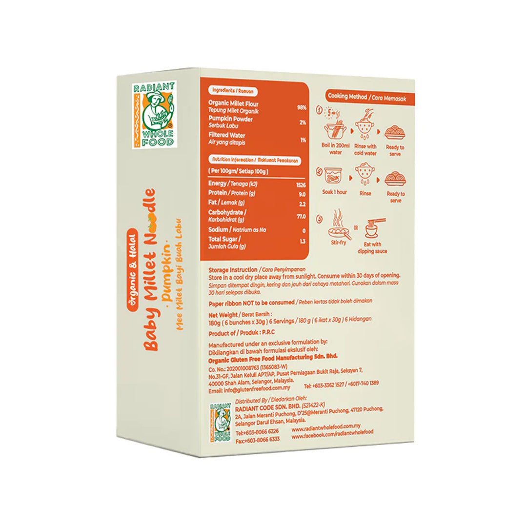 Radiant Whole Food Gluten Free Baby Millet Noodle 180g