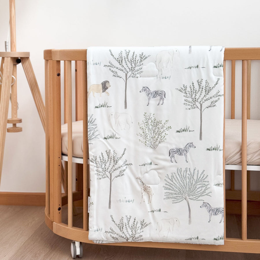 Kays+Kins x GAIAS PureBamboo Baby Duvet in the Safari Wonders print