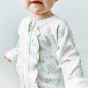 KAYS + KINS Frilled Growsuit - Seahorse Cove - 0-3M
