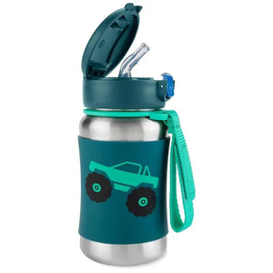 Skip Hop Spark Style Stainless Steel Straw Bottle - Truck with the lid open